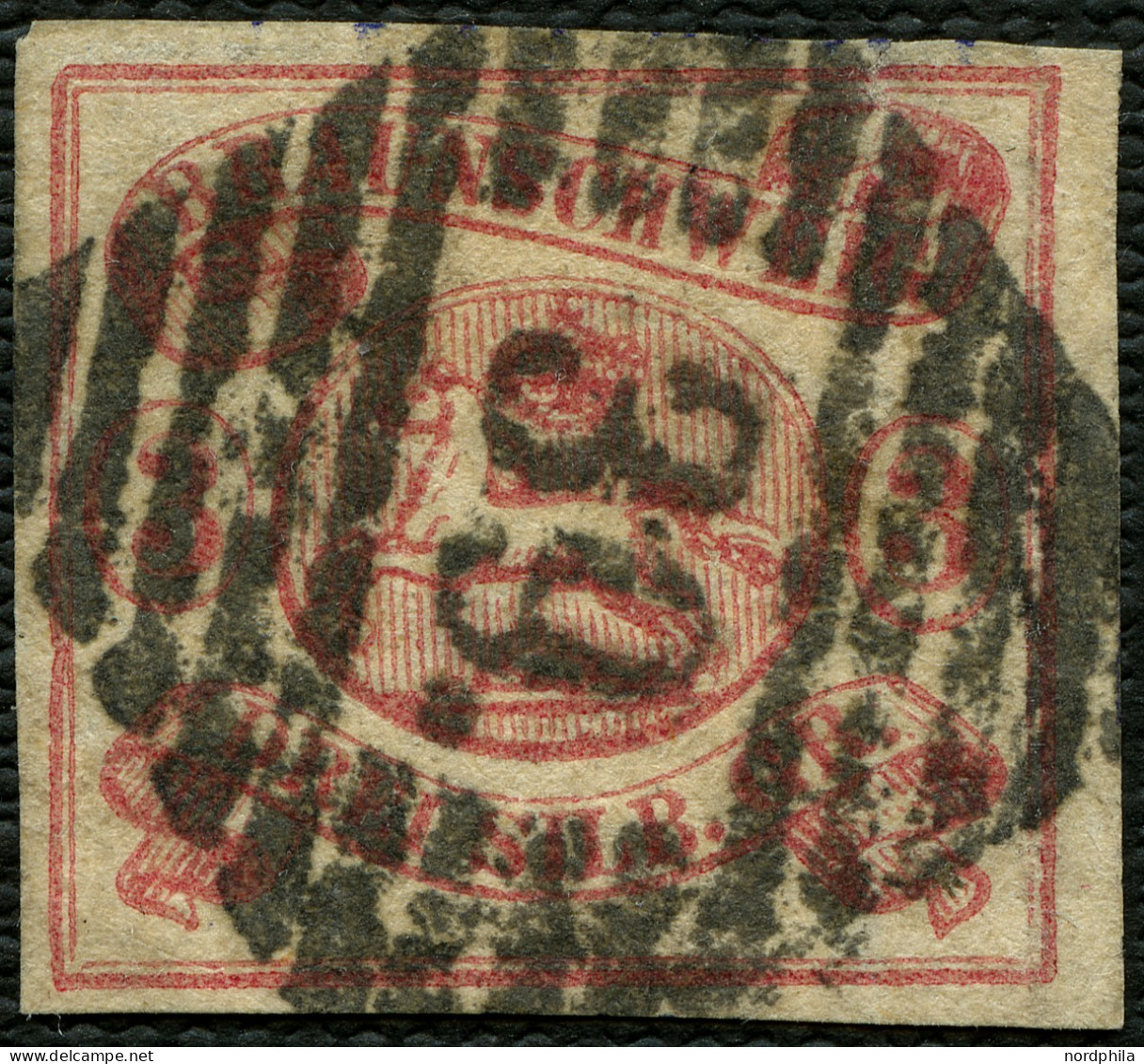 BRAUNSCHWEIG 12Aa O, 1862, 3 Sgr. Rosa, Zentrischer Schwarzer Nummernstempel 39 (SEESEN), Feinst, Gepr. Lange Mi. 280,- - Braunschweig