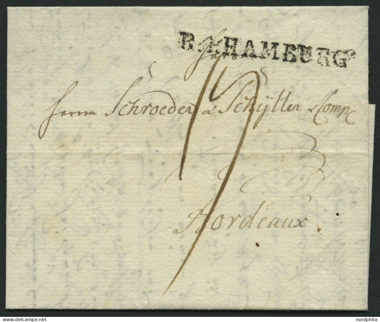 HAMBURG VORPHILA 1803, R.4. HAMBURG, L1 Auf Forwarded-Letter Von Breslau Nach Bordeaux, Absender: J.G. Starck, Pracht - Autres & Non Classés