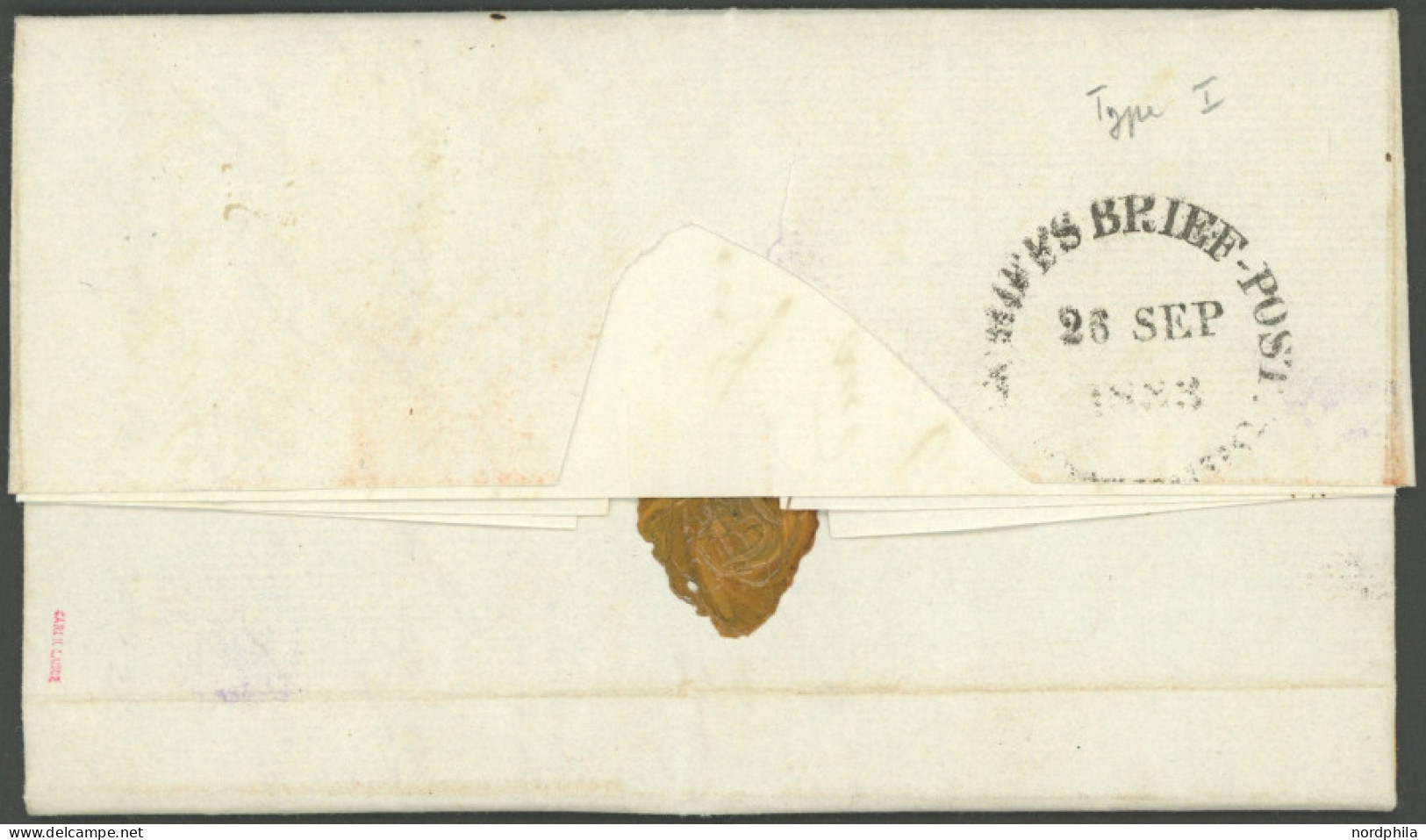 HAMBURG VORPHILA 1833, SCHIFFS BRIEF POST HAMBURG, Rückseitig Auf Brief Von Bahia Nach Herrnhut, Feinst - [Voorlopers