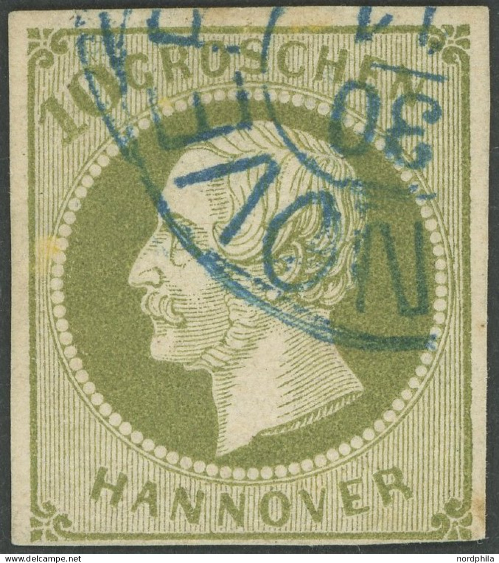 HANNOVER 18 O, 1861, 10 Gr. Dunkelgrünlicholiv, Rückseitig Winzige Schürfung Sonst Pracht, Diverse Altsignaturen Und Kur - Hanover