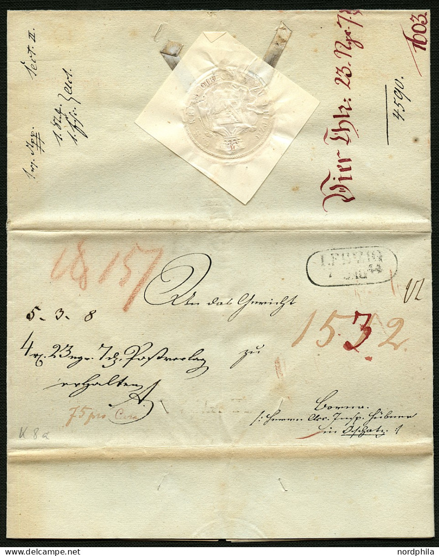 SACHSEN Sachsen 1844, Vorphilabrief - Postvorschussbrief Von Leipzig Nach Borna Auf Wasserzeichenpapier, Rechts Oben Kro - Sachsen