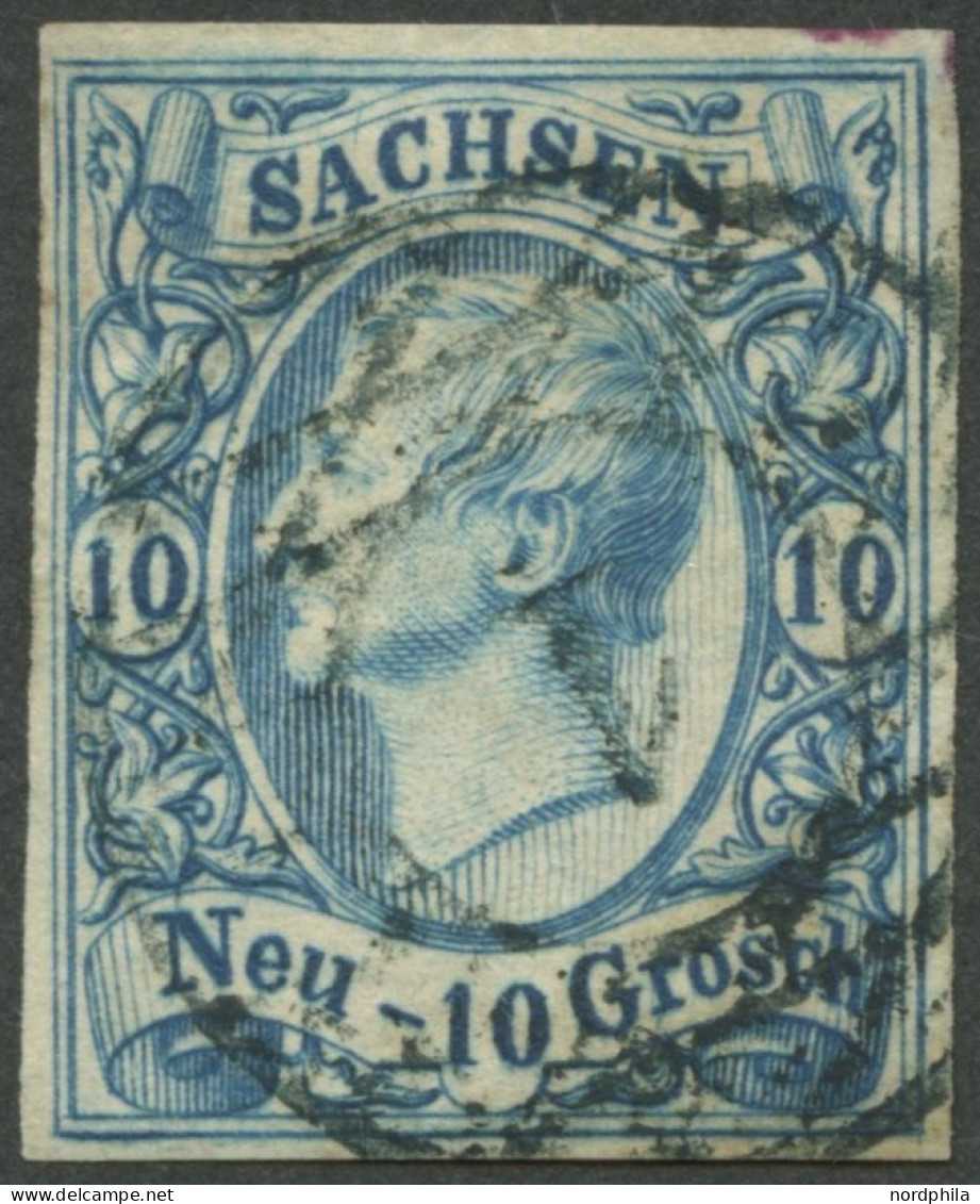 SACHSEN 13a O, 1856, 10 Ngr. Milchblau, Nummernstempel 1, Pracht, Mi. 300.- - Sachsen