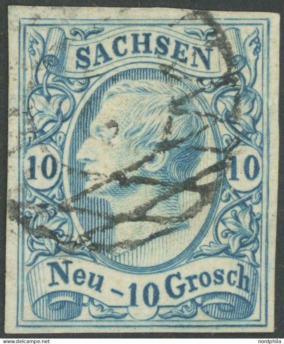 SACHSEN 13a O, 1856, 10 Ngr. Milchblau, Feinst (winzige Rückseitige Mängel), Gepr. Pröschold, Mi. 300.- - Sachsen