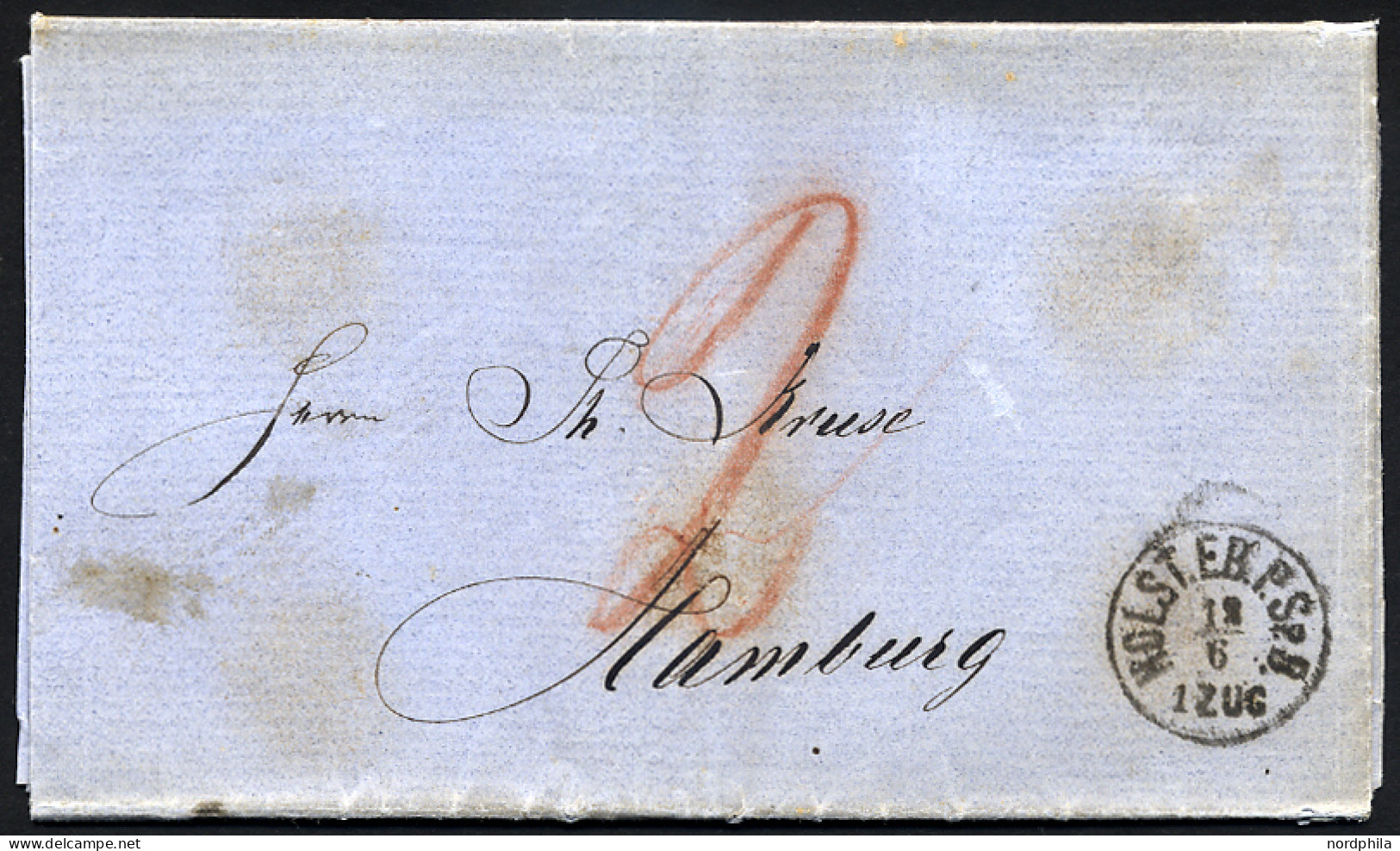 SCHLESWIG-HOLSTEIN HOLST.EB.P.S.P.B. 1. Zug, K1 Auf Brief (1866) Von Kiel Nach Altona, Pracht - Préphilatélie