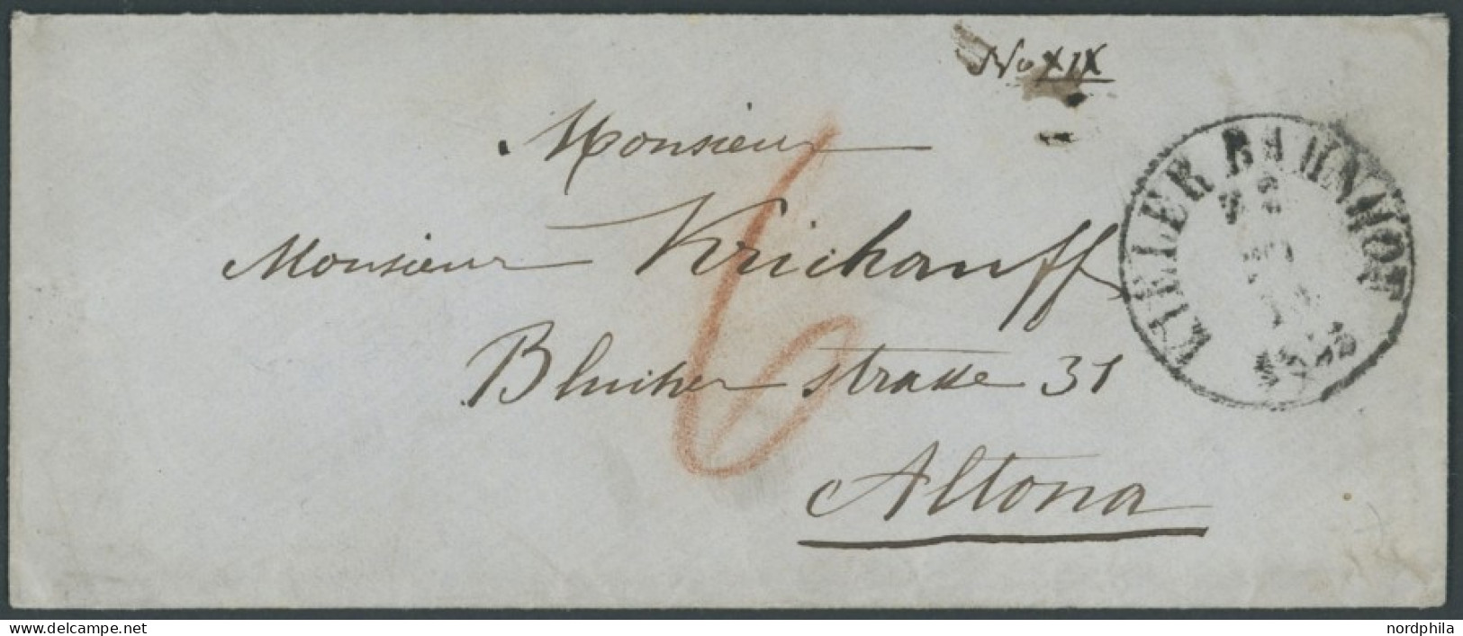 SCHLESWIG-HOLSTEIN 1855, KIELER BAHNHOF Z 2, K1 Und Handschriftliche 6 Auf Kleinem Prachtbrief Nach Altona - Prephilately