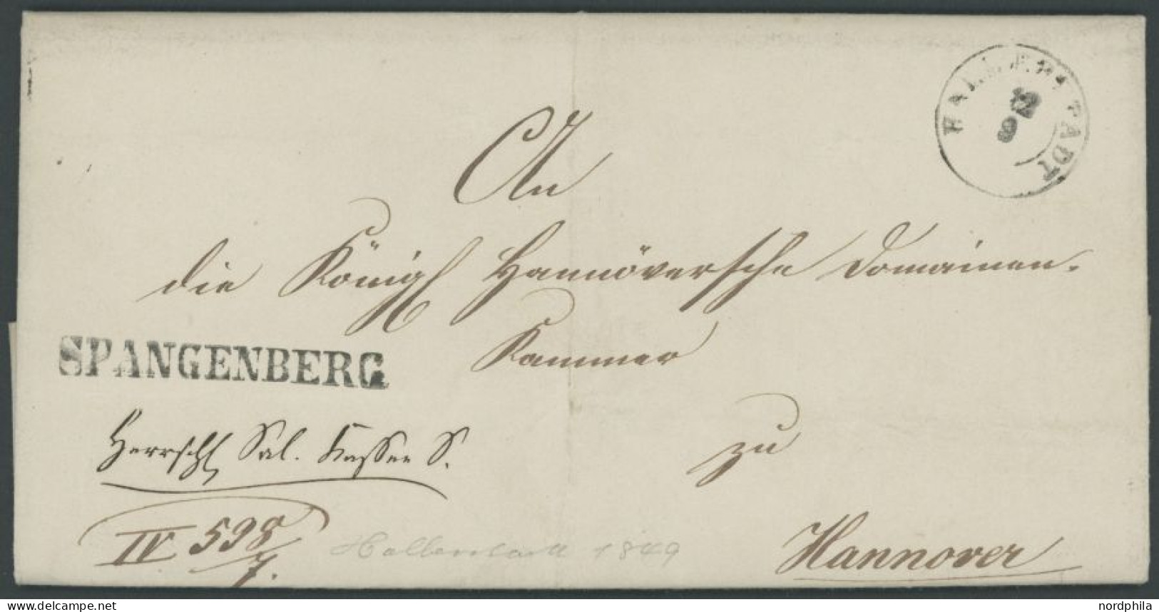 THURN Und TAXIS SPANGENBERG, L1 Auf Brief (1809) Mit Inhalt Nach Hannover, Zusätzlicher K1 HALBERSTADT Auf Der Vordersei - Vorphilatelie