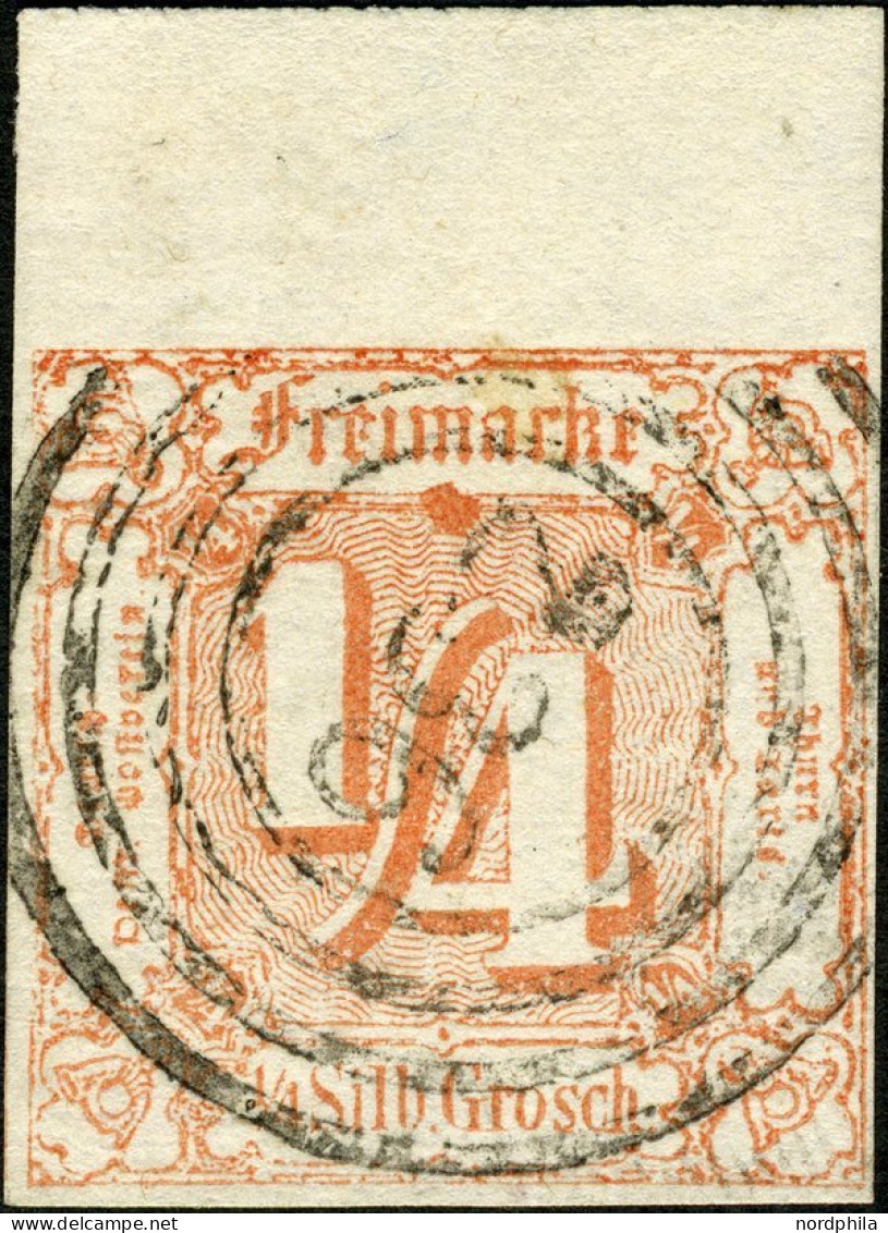 THURN Und TAXIS 13 O, 1861, 1/4 Gr. Rötlichorange, Mit Breitem Oberrand (9 Mm), Nummernstempel 236 (Kaltennordheim), Far - Andere & Zonder Classificatie