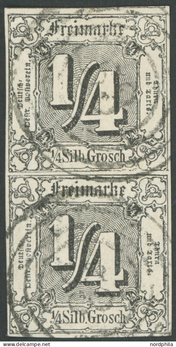 THURN Und TAXIS 26 Paar O, 1864, 1/4 Sgr. Schwarz Im Senkrechten Allseits Vollrandigem Paar, Nummernstempel 53 (OBERAULA - Andere & Zonder Classificatie