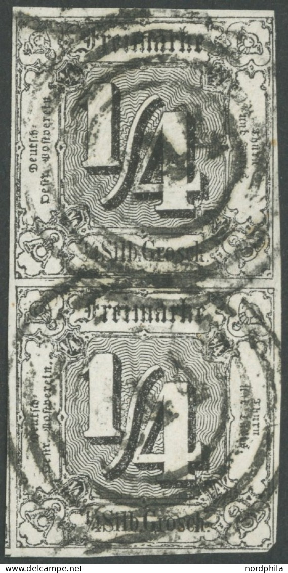 THURN Und TAXIS 26 Paar O, 1864, 1/4 Sgr. Schwarz Im Senkrechten Paar, Nummernstempel 244 (STADTLENGSFELD), Bis Auf Unte - Other & Unclassified