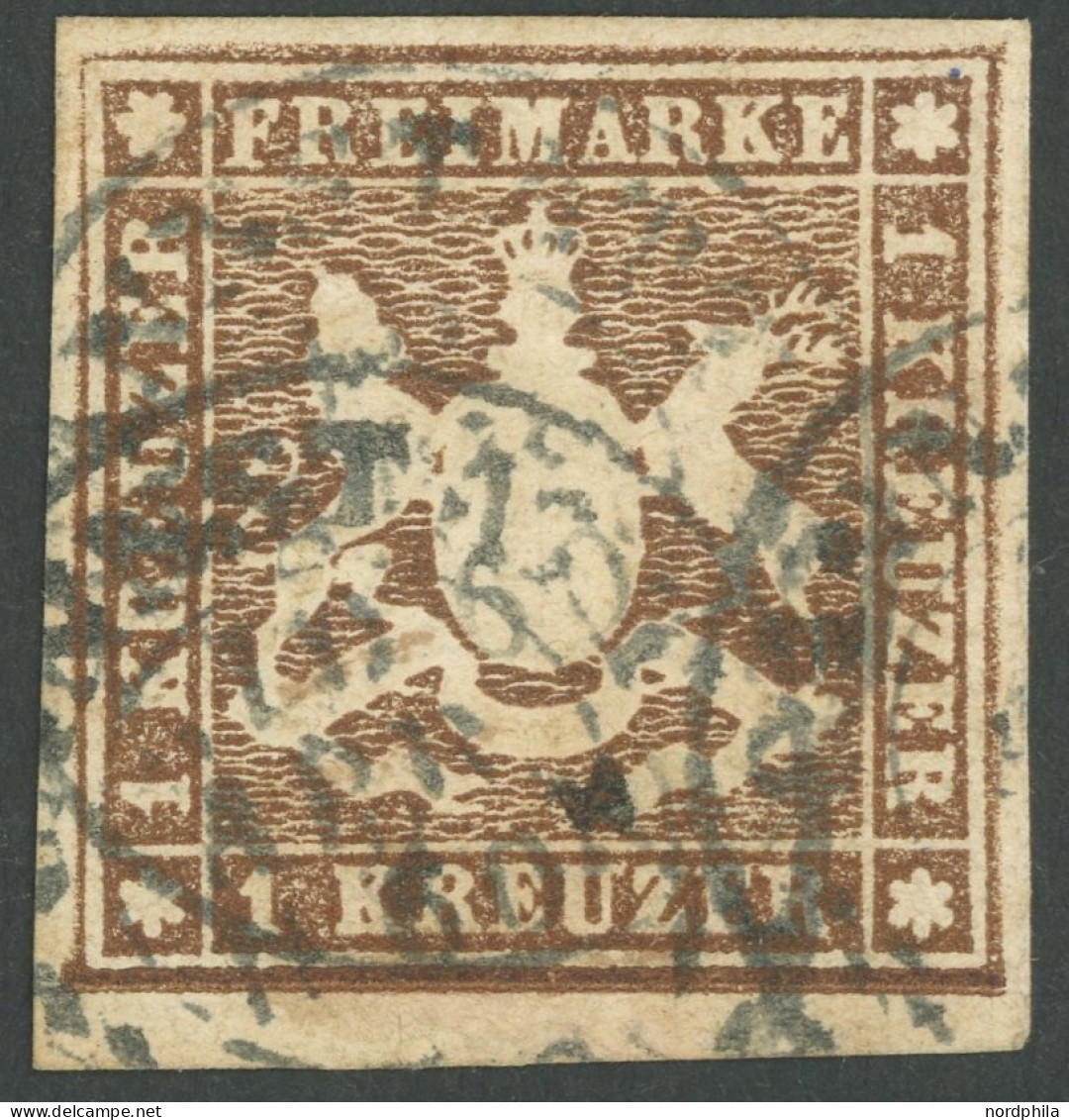 WÜRTTEMBERG 11a O, 1859, 1 Kr. Braun, Pracht, Gepr. Klinkhammer, Mi. 130.- - Otros & Sin Clasificación