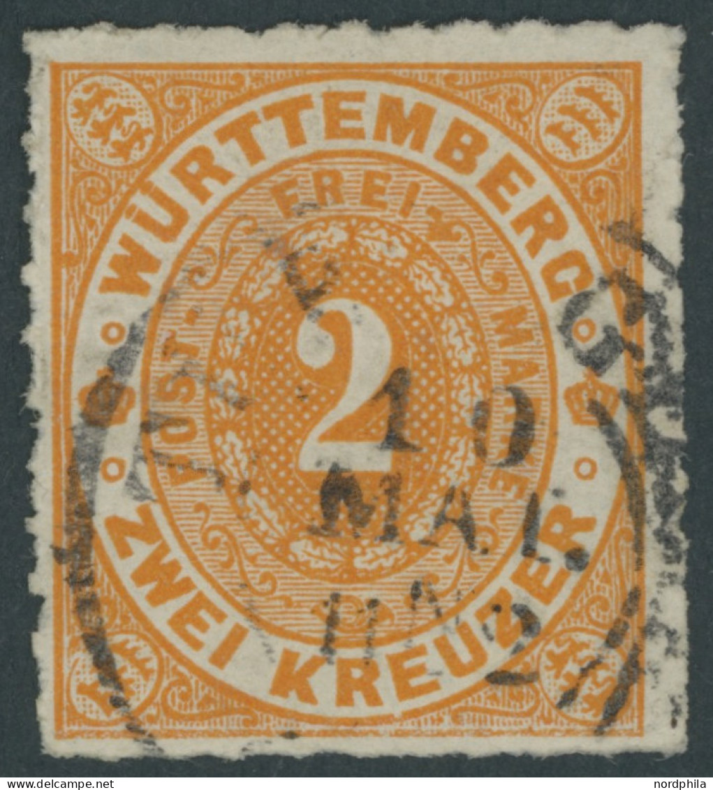 WÜRTTEMBERG 37b O, 1869, 2 Kr. Tieforange, Pracht, Mi. 300.- - Other & Unclassified