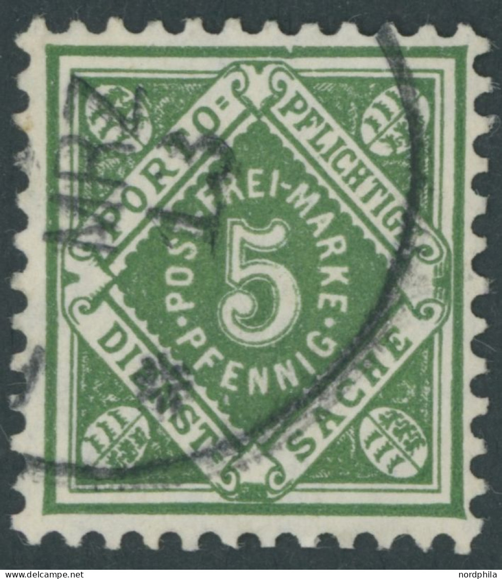 WÜRTTEMBERG 114II O, 1906, 5 Pf. Schwarzgrün Mit Plattenfehler Kerbe Rechts In Oberer Randlinie, Pracht, Gepr. Infla, Mi - Andere & Zonder Classificatie