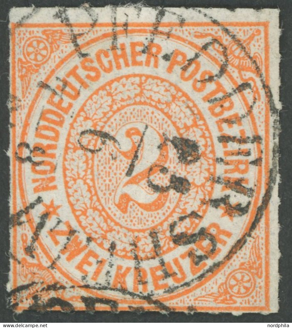 NDP 8 O, 1868, 2 Kr. Orange, TuT-Stempel PFEDDERSHEIM, Pracht - Autres & Non Classés