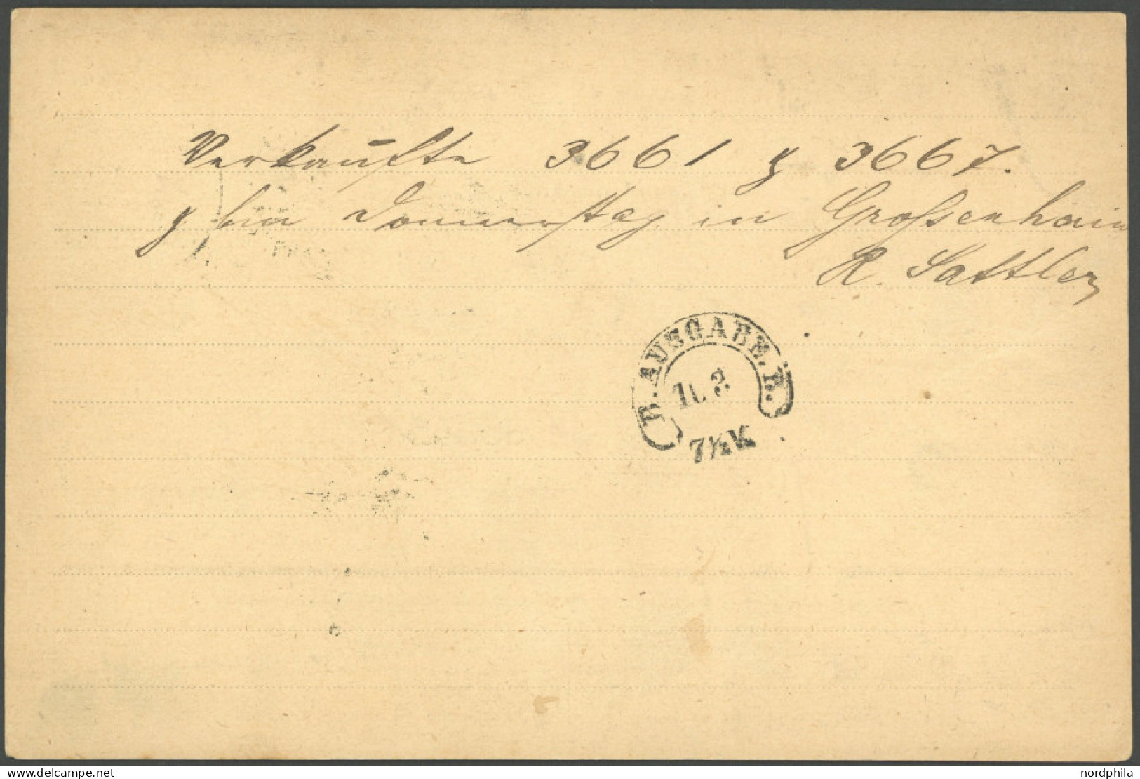NDP 16 BRIEF, 1871, 1 Gr. Karmin Auf Correspondenzkarte Mit K2 JÜTEBORG Nach Leipzig, Rückseitiger Hufeisenstempel B. AU - Other & Unclassified