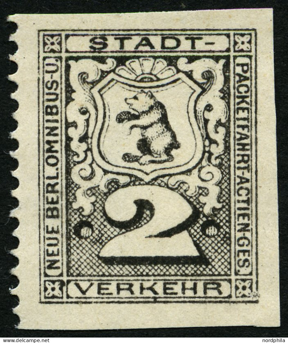 BERLIN B 34PU , PACKETFAHRT GESELLSCHAFT: 1888, 2 Pf. Probedruck In Schwarz, Dreiseitig Ungezähnt, Pracht - Private & Local Mails