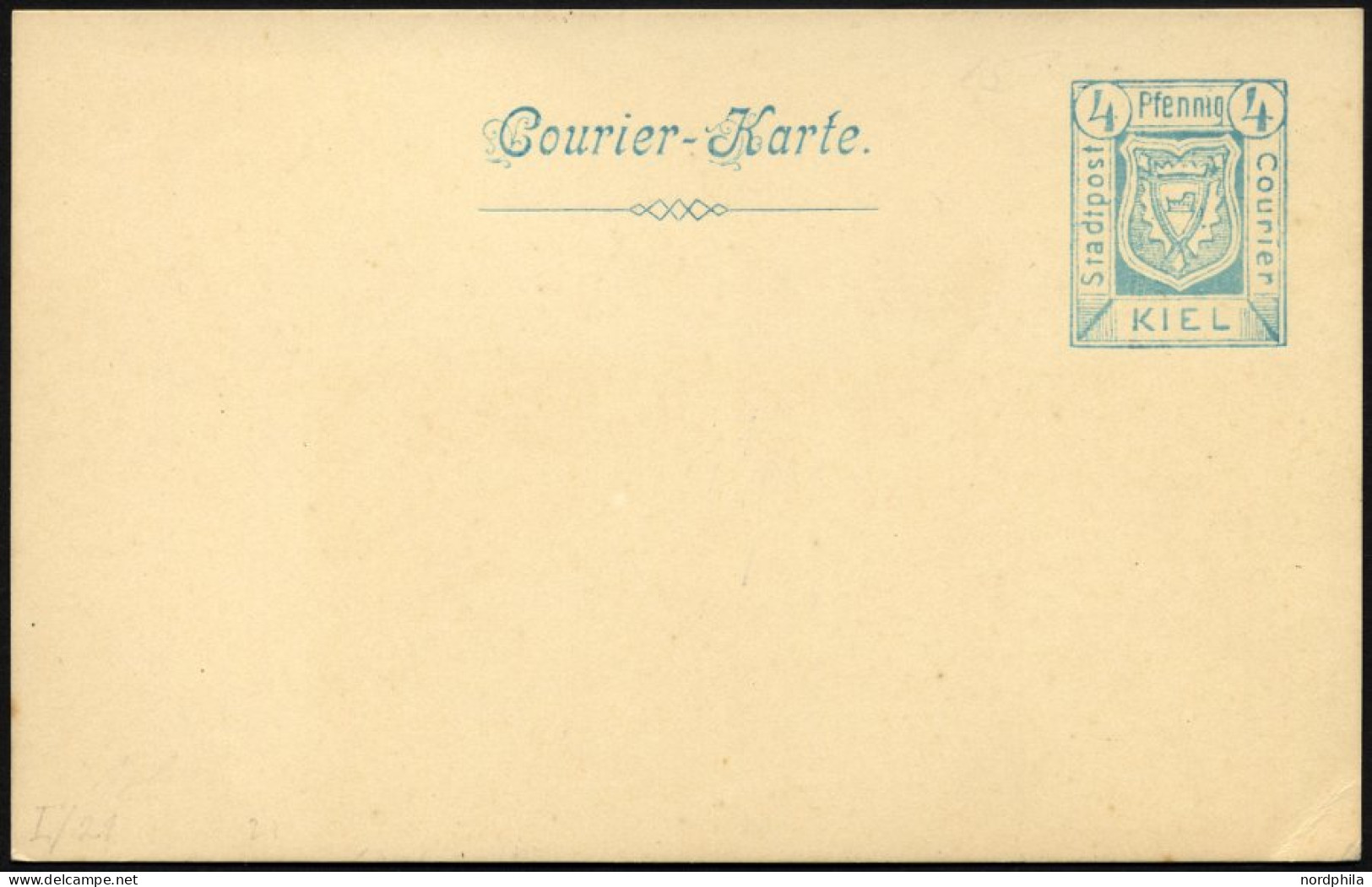 KIEL A P 21 BRIEF, COURIER: 1899, 4 Pf. Hellblau, Ungebraucht, Karte Feinst - Private & Local Mails