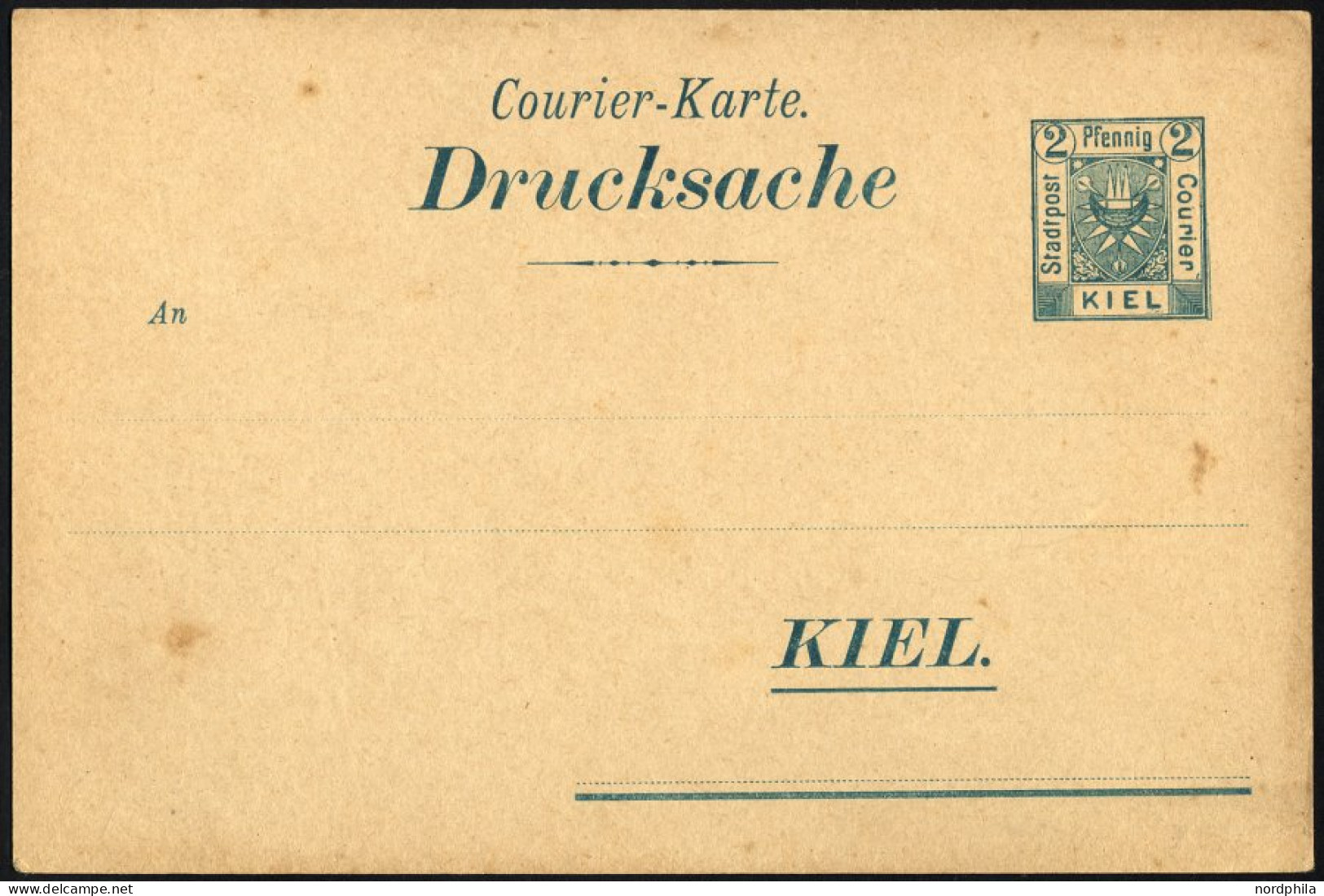 KIEL A P 26II BRIEF, COURIER: 1899, 2 Pf. Grün, Zierstrich Unter Drucksache, Type II, Ungebraucht, Karte Feinst - Postes Privées & Locales