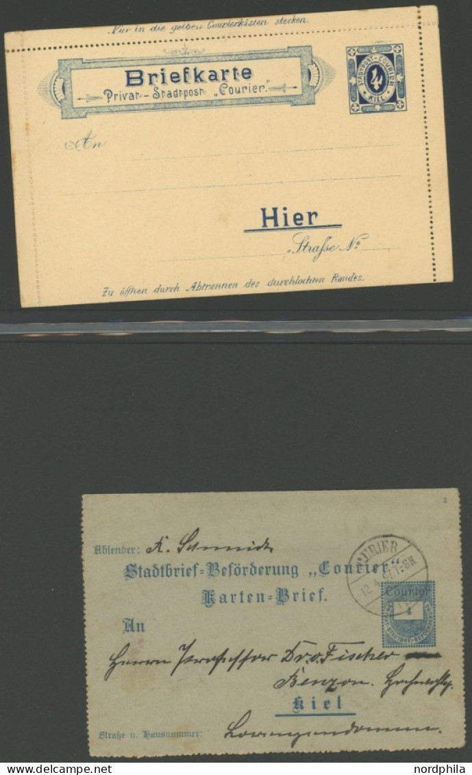 KIEL A BRIEF, COURIER: ca. 1893-1900, umfangreiche Ganzsachensammlung mit 71 Postkarten, 12 Kartenbriefen und 7 Umschläg