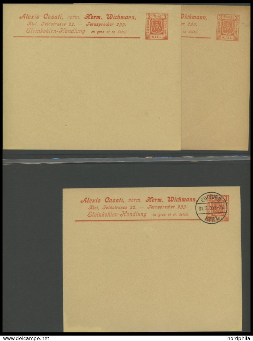 KIEL A BRIEF, COURIER: ca. 1893-1900, umfangreiche Ganzsachensammlung mit 71 Postkarten, 12 Kartenbriefen und 7 Umschläg