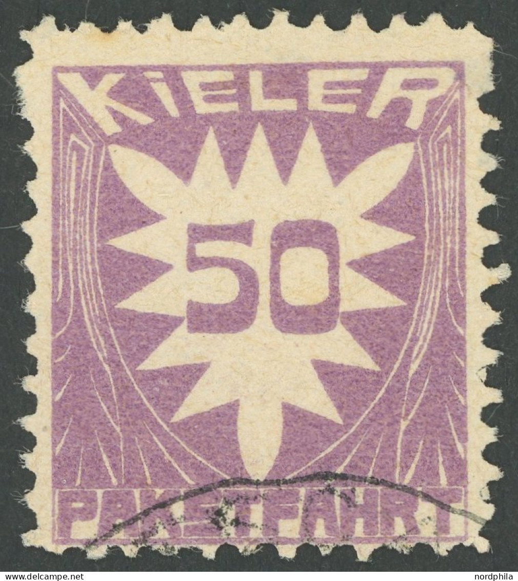 KIEL C 4 O, PAKETFAHRT: 1909, 50 Pf. Violett, Feinst - Private & Lokale Post