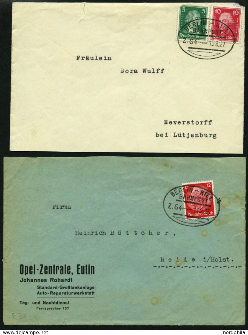 BAHNPOST Berlin-Kiel (Zug 63 (3x),64 (2x) Und 66), 1923-1944, 6 Belege Feinst/Pracht - Machines à Affranchir (EMA)