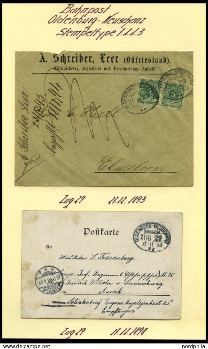 BAHNPOST Oldenburg-Neuschanz (verschiedene Züge Und Typen), 1885-1923, 14 Belege Feinst/Pracht - Franking Machines (EMA)