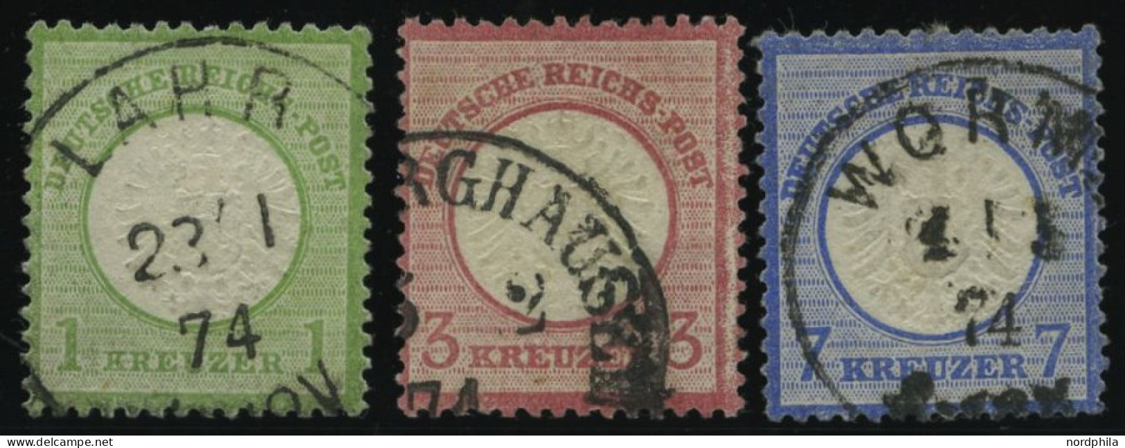 Dt. Reich 23,25/6 O, 1872, 1, 3 Und 7 Kr. Große Brustschilde, 2 Prachtwerte, Mi. 144.- - Gebraucht