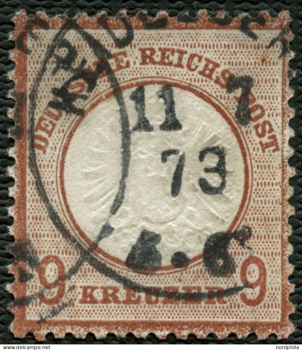 Dt. Reich 27b O, 1872, 9 Kr. Lilabraun, K1 HEIDELBERG, Farbfrisches Prachtstück, Fotobefund (eines Ehemaligen Paares) Kr - Gebruikt