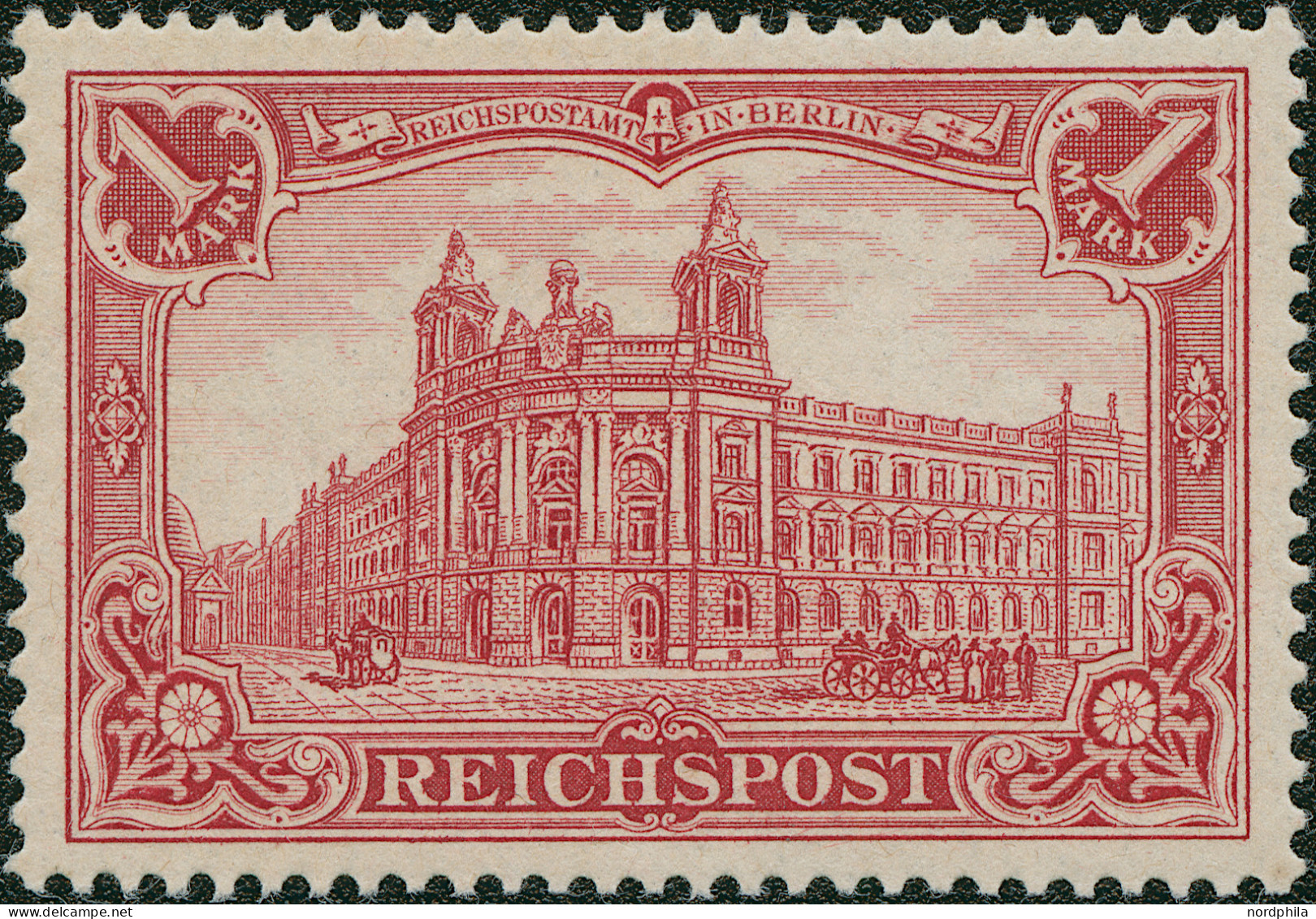 Dt. Reich 63b , 1900, 1 M. Reichspost Dunkelkarminrot, Erstfalzrest, Kabinett, Fotobefund Jäschke-L., Mi. (400.-) - Other & Unclassified