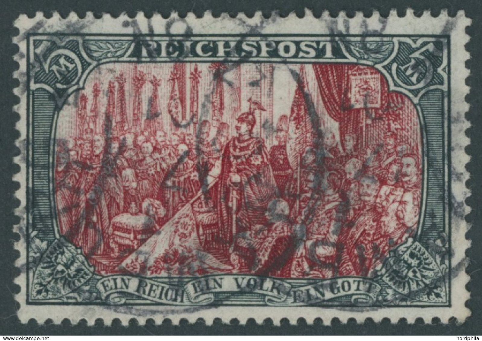 Dt. Reich 66IIPFI O, 1900, 5 M. Reichspost, Type II, Mit Plattenfehler Gebrochenes C In Reichspost, Pracht, R!, Fotoatte - Used Stamps