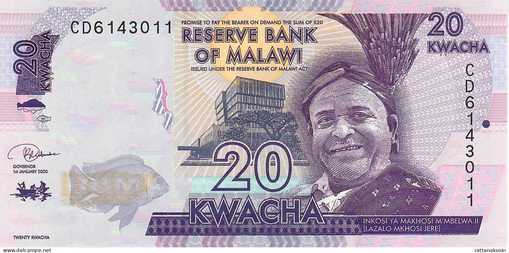 MALAWI P63f 20 KWACHA 1.1.2020 #CD    UNC. - Malawi