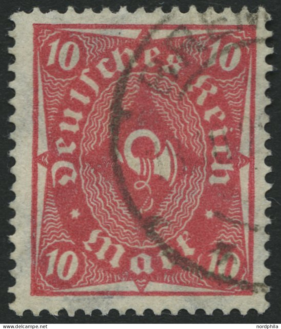 Dt. Reich 206WF O, 1922, 10 M. Lebhaftlilarot Mit Abart Ohne Rosa Unterdruck, 2 Verkürzte Zahnspitzen Sonst Pracht, Foto - Used Stamps