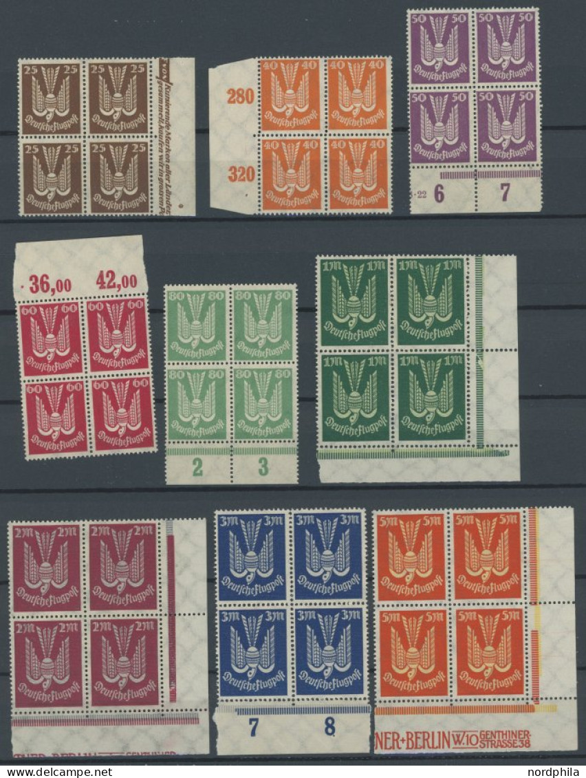 Dt. Reich 210-18 VB , 1922, Holztaube In Randviererblocks, Postfrischer Prachtsatz, Mi. (64.-) - Unused Stamps