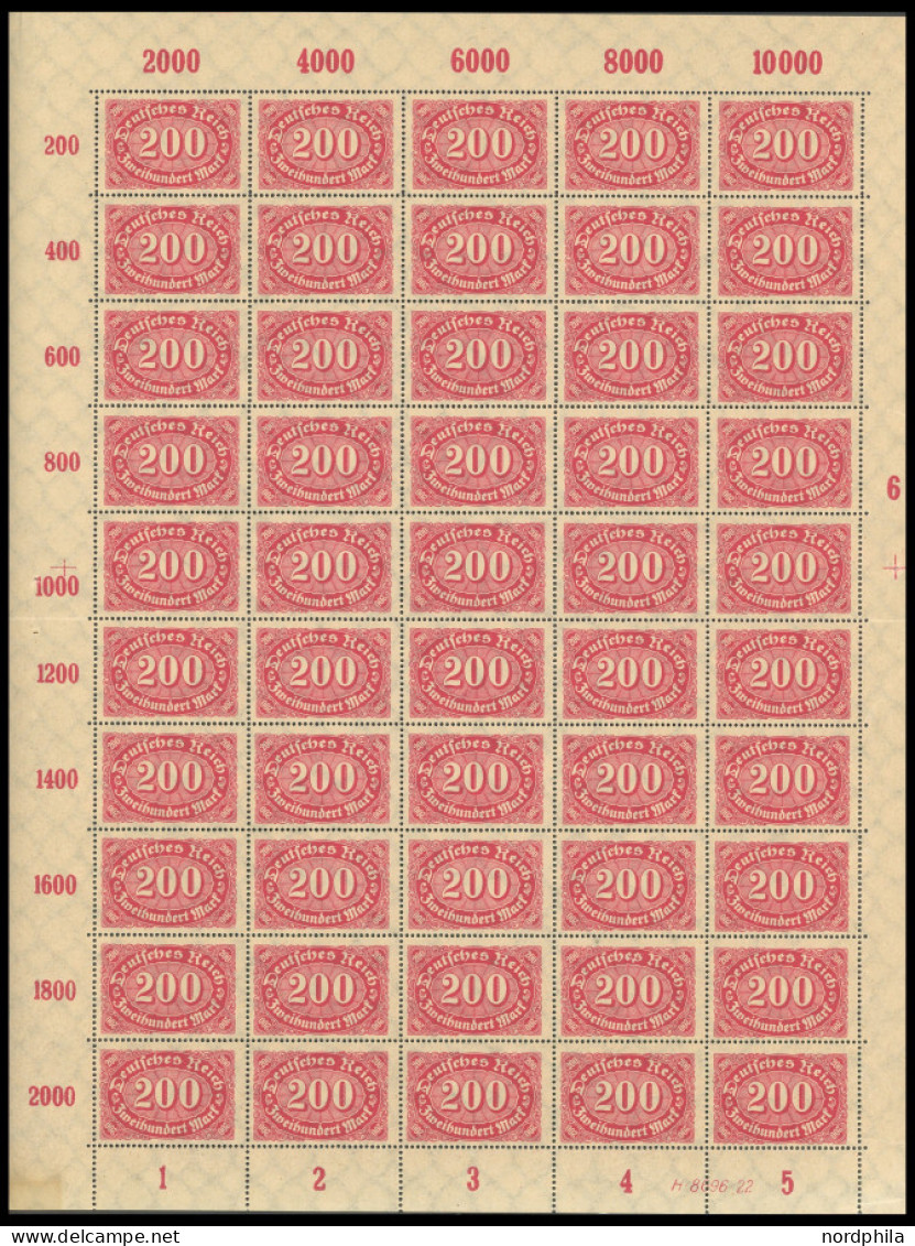 Dt. Reich 248PFI , 1922, 200 M. Karminrot Mit Plattenfehler Letztes S Von Deutsches Unten Mit Haken (Feld 44), Im Vollst - Sonstige & Ohne Zuordnung