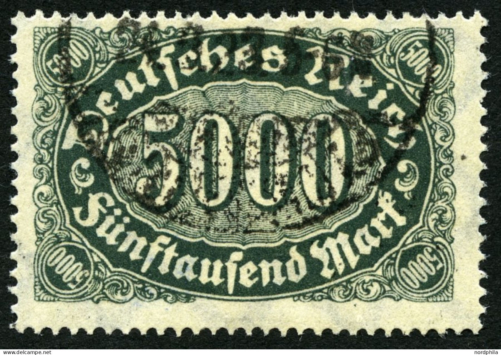 Dt. Reich 256d O, 1923, 5000 M. Schwarzgrün, Pracht, Gepr. Infla, Mi. 200.- - Oblitérés