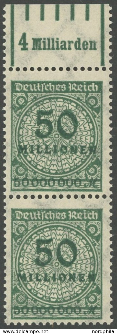 Dt. Reich 321AWb OR , 1923, 50 Mio. M. Blaugrün, Gezähnt, Walzendruck, Oberrandstück 1`5`1, Postfrisch, Pracht, Mi. (70. - Autres & Non Classés