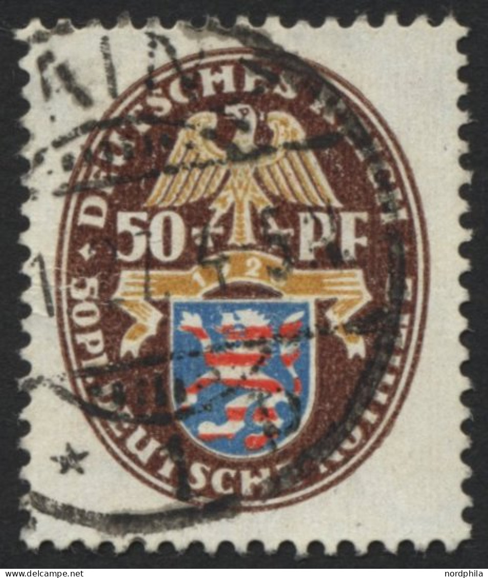 Dt. Reich 401X O, 1926, 50 Pf. Nothilfe, Wz. Stehend, Pracht, Mi. 130.- - Oblitérés