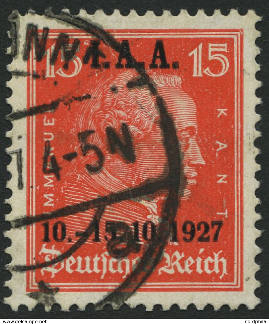 Dt. Reich 408 O, 1927, 15 Pf. I.A.A., Pracht, Mi. 85.- - Used Stamps