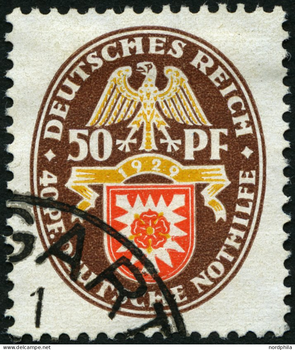 Dt. Reich 434 O, 1929, 50 Pf. Nothilfe, Pracht, Mi. 120.- - Gebruikt