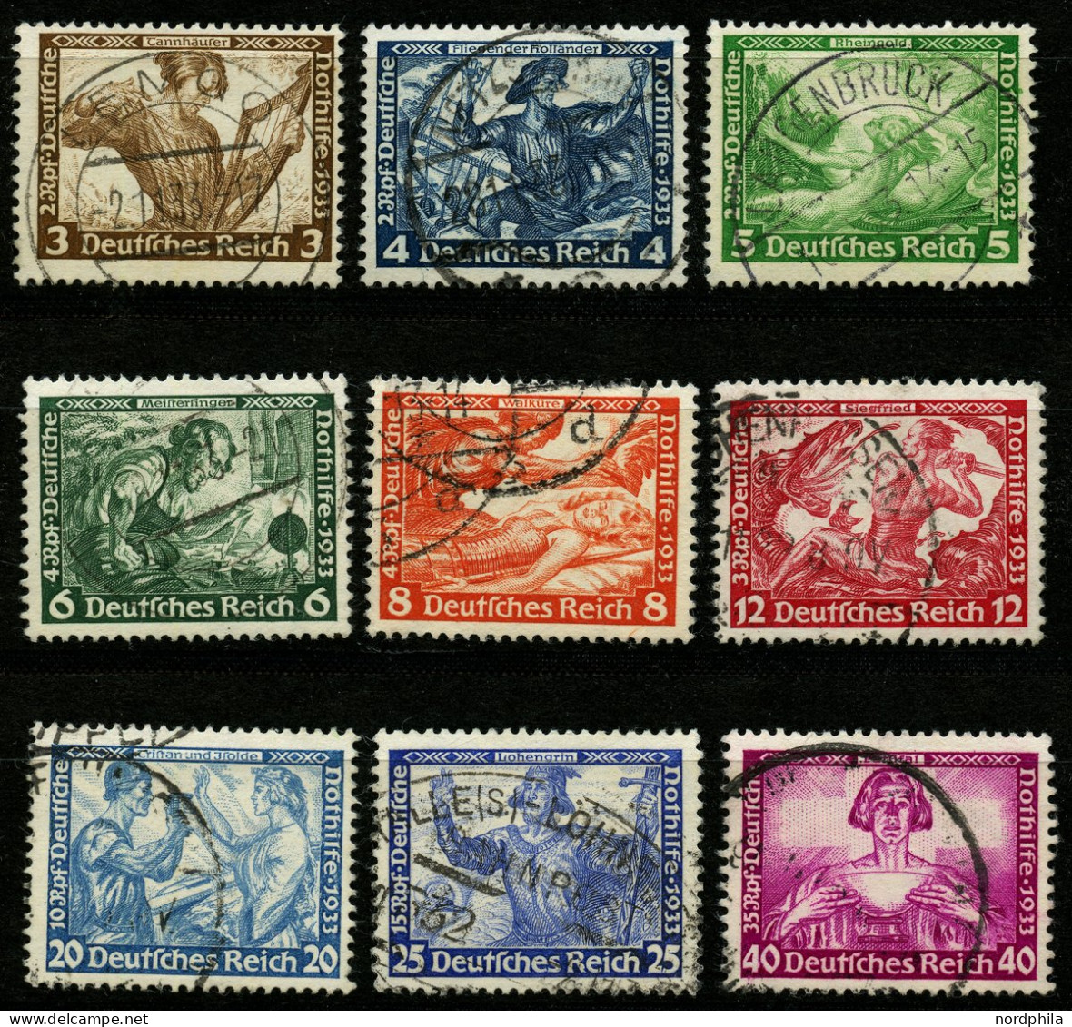 Dt. Reich 499-507 O, 1933, Wagner, Satz Feinst/Pracht Mi. 380.- - Gebraucht