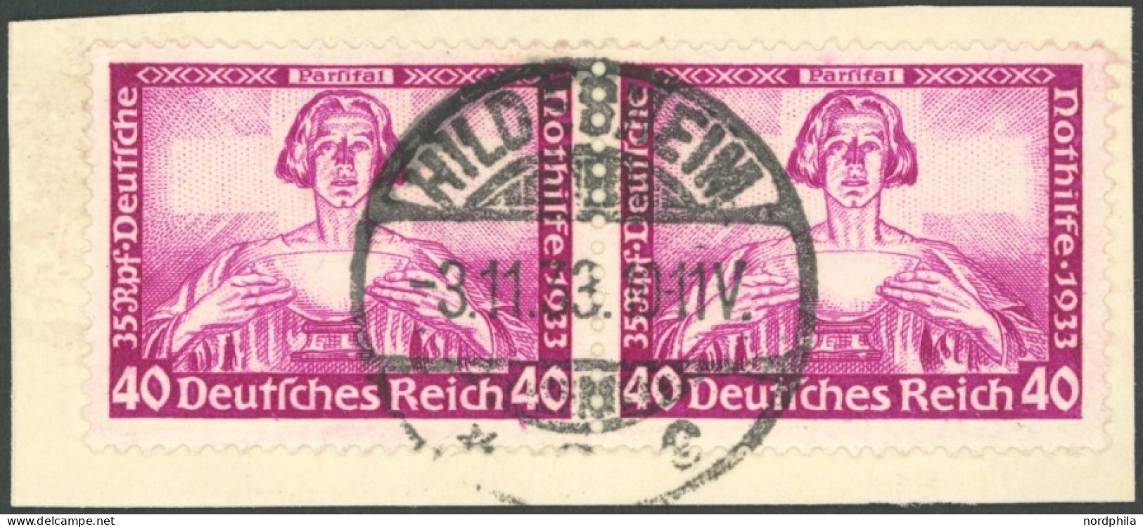 Dt. Reich 499-507 BrfStk, 1933, Wagner Auf Briefstücken, 40 Pf. Im Waagerechten Paar, Alle Mit Ortsstempeln HILDESHEIM 3 - Oblitérés