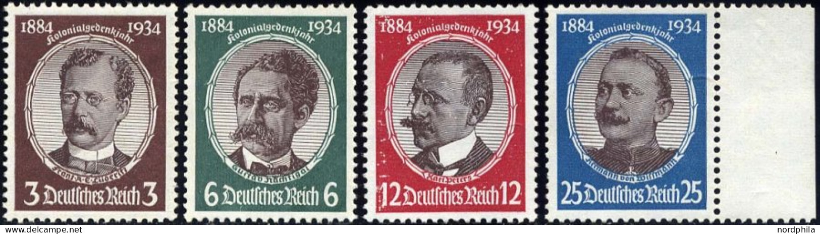 Dt. Reich 540-43 , 1934, Kolonialforscher, üblich Gezähnter Prachtsatz, Mi. 190.- - Neufs