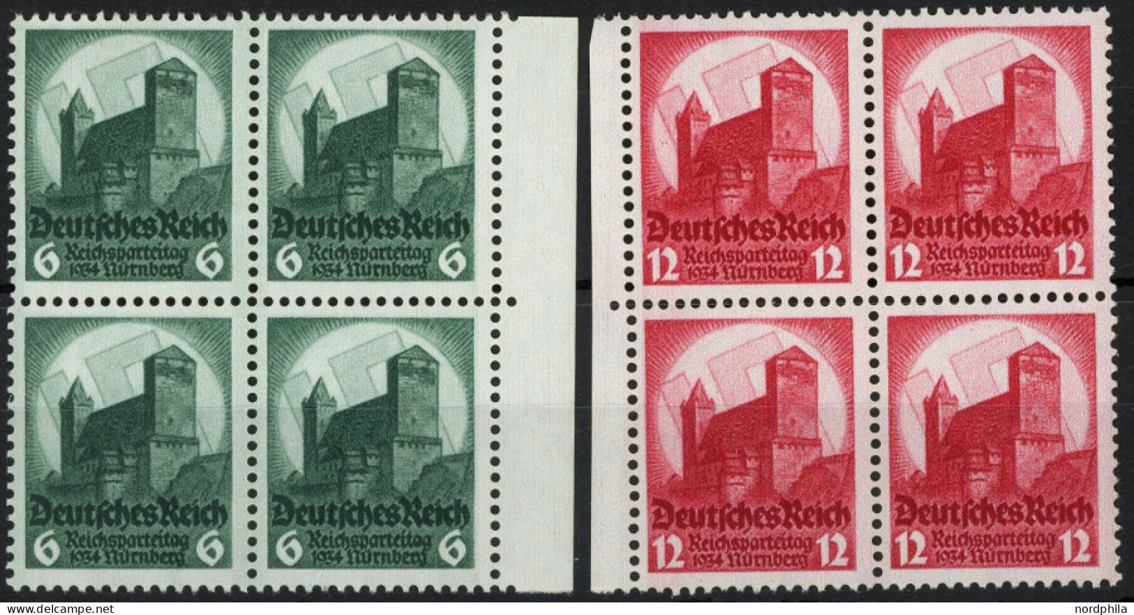 Dt. Reich 546/7 VB , 1934, Reichsparteitag In Randviererblocks, Postfrisch, Pracht, Mi. 340.- - Sonstige & Ohne Zuordnung