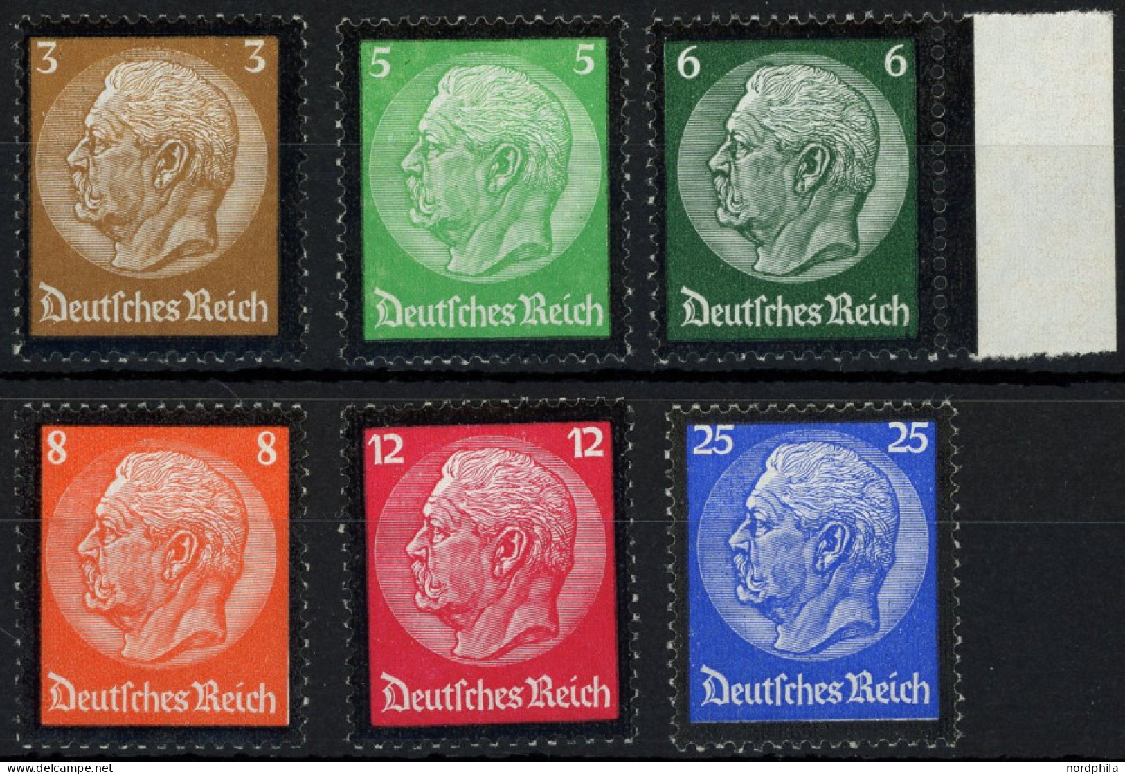 Dt. Reich 548-53 , 1934, Hindenburg-Trauer, Postfrischer Prachtsatz, Mi. 150.- - Autres & Non Classés