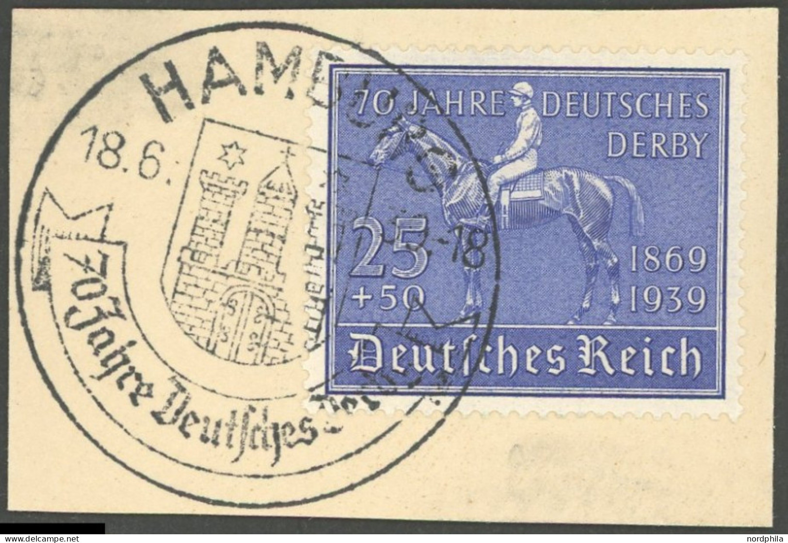 Dt. Reich 698 BrfStk, 1939, 25 Pf. Deutsches Derby Mit Ersttags-Sonderstempel, Prachtbriefstück - Altri & Non Classificati