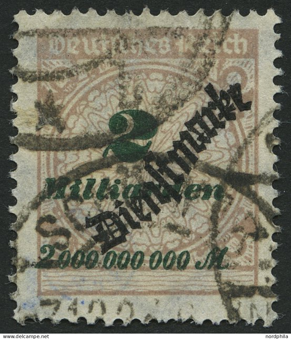 DIENSTMARKEN D 84 O, 1923, 2 Mrd. M. Mattsiena/schwarzgrün, Feinst (kl. Zahnmängel), Gepr. Peschl, Mi. 150.- - Service
