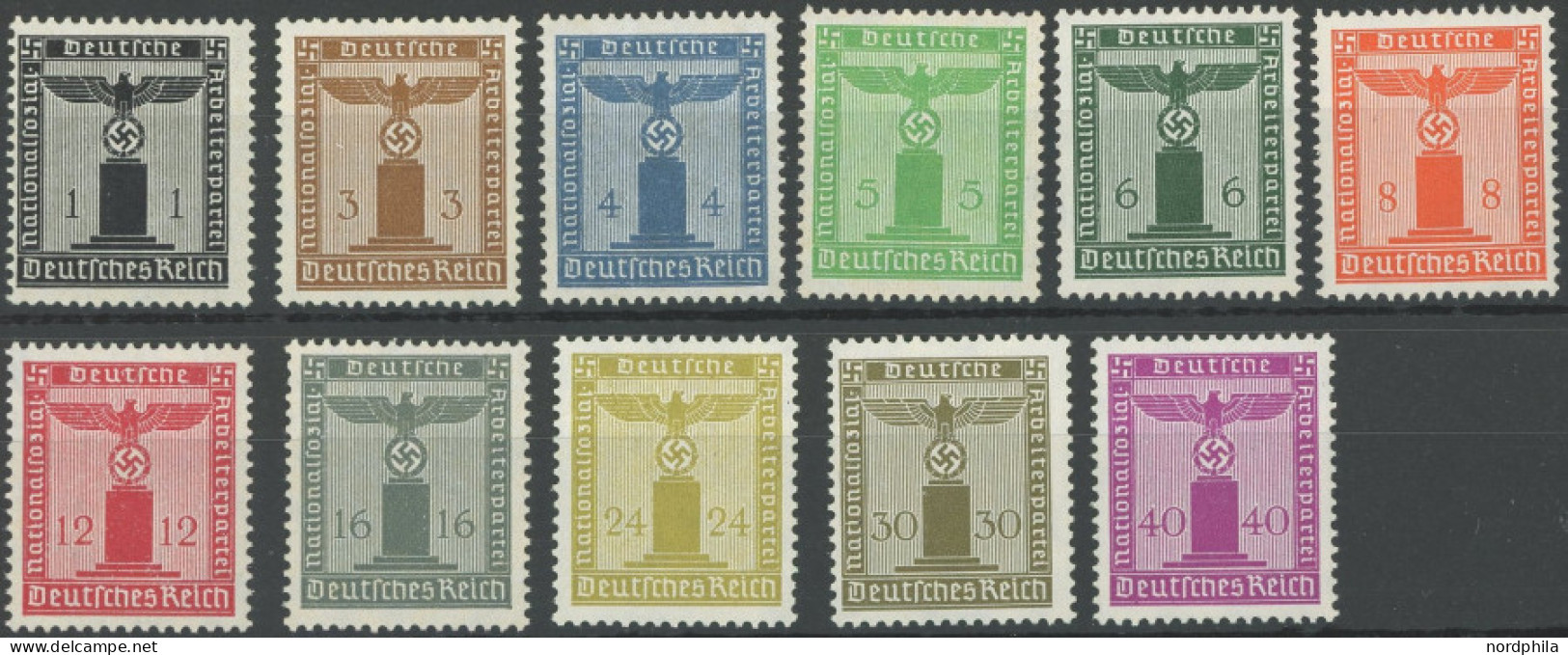 DIENSTMARKEN D 144-54 , 1938, Dienstmarken Der Partei, Wz.4, Postfrischer Prachtsatz, Mi. 150.- - Service