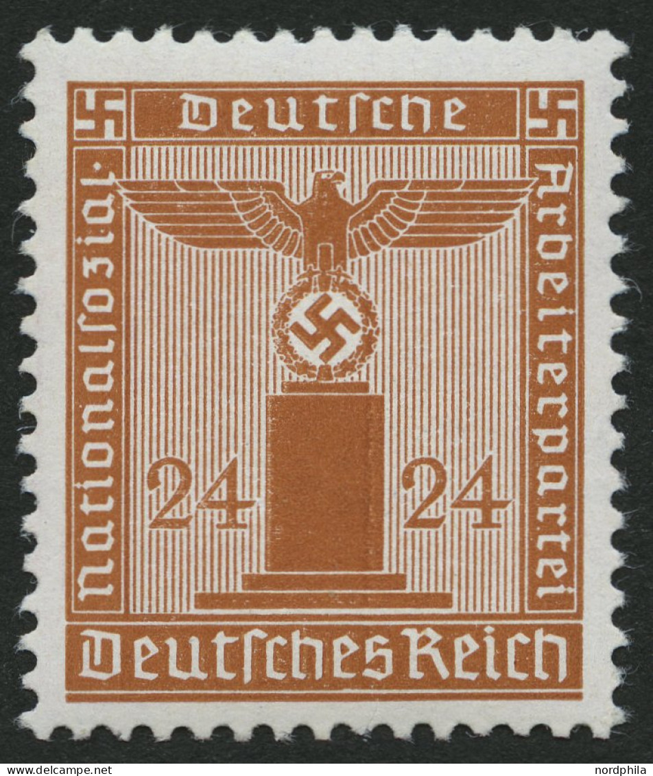 DIENSTMARKEN D 163y , 1942, 24 Pf. Braunorange, Waagerechte Gummiriffelung, Pracht, Gepr. Schlegel, Mi. 350.- - Service