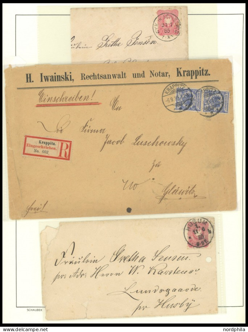 SAMMLUNGEN o,BrfStk,Brief , 1875-1900, reichhaltiger Sammlungsteil Pfe., Pf. und Adler, insgesamt 134 Werte und 12 Beleg