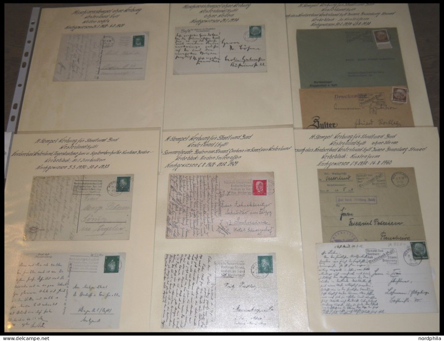SAMMLUNGEN 1928-1940, Sammlung Maschinenstempel Von Westerland, 14 Belege Meist Pracht - Briefe U. Dokumente